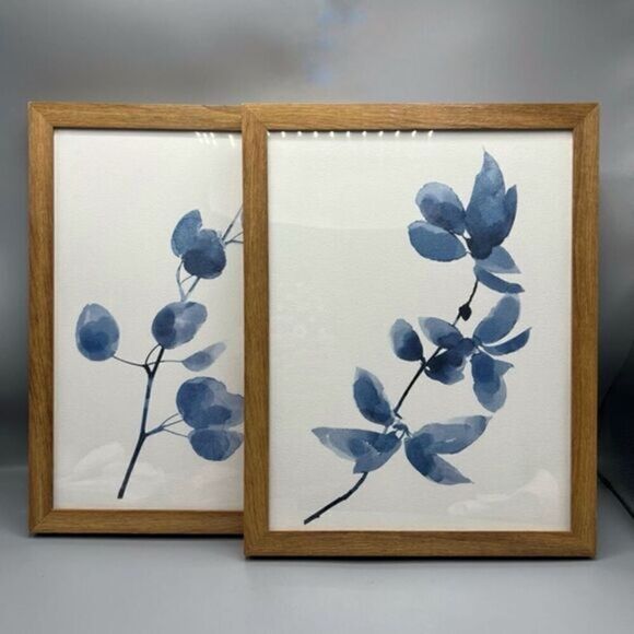 Target Threshold 2 Piece Indigo Apple Branch Watercolor Framed Prints - Picture 1 of 8